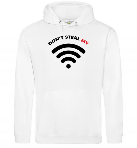 Чоловіча толстовка (худі) Don`t steal my WIFI Білий фото