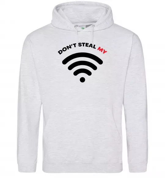 Чоловіча толстовка (худі) Don`t steal my WIFI Сірий меланж фото