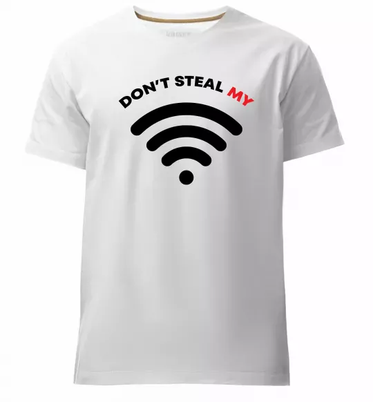 Мужская премиум футболка Don`t steal my WIFI Белый фото