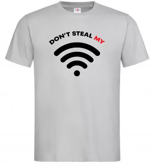 Мужская футболка Don`t steal my WIFI Серый фото