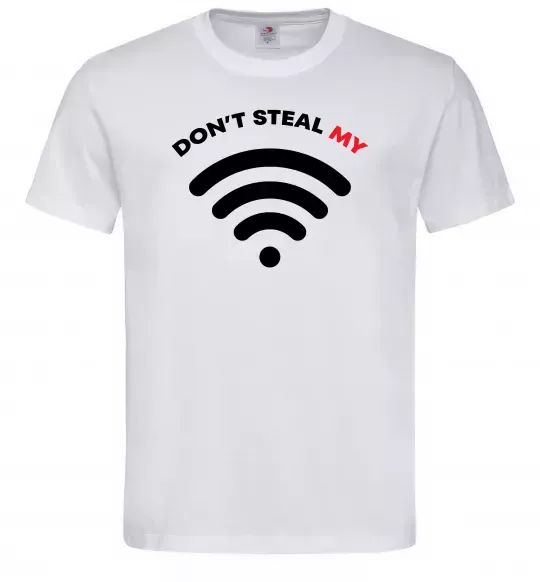 Мужская футболка Don`t steal my WIFI Белый фото