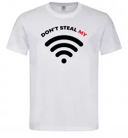 Мужская футболка Don`t steal my WIFI Белый фото