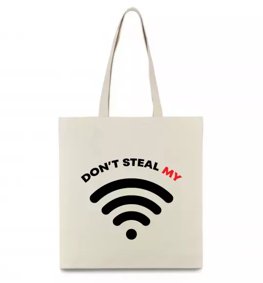 Эко-сумка Don`t steal my WIFI Бежевый фото