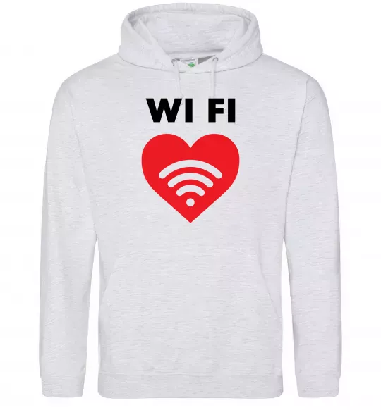 Женская толстовка (худи) WIFI pair Серый меланж фото