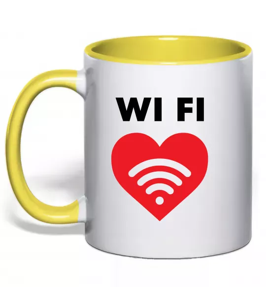 Чашка с цветной ручкой WIFI pair Солнечно желтый фото