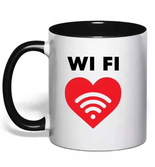 Чашка с цветной ручкой WIFI pair Черный фото