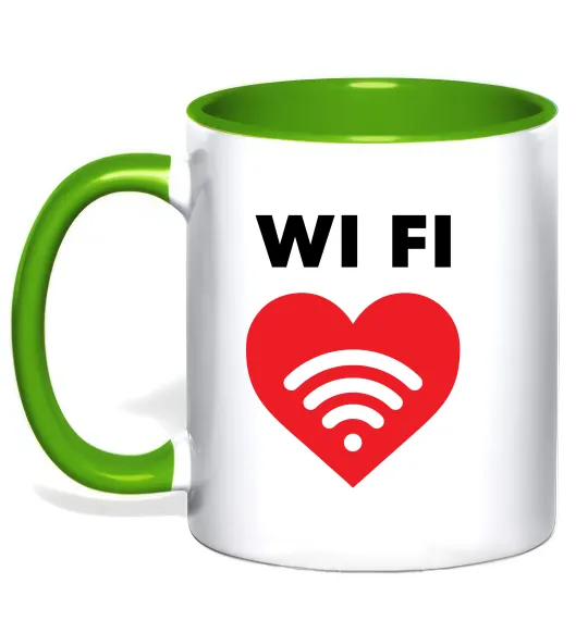 Чашка з кольоровою ручкою WIFI pair Лаймовий фото