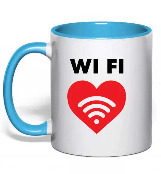 Чашка с цветной ручкой WIFI pair Голубой фото