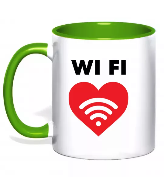 Чашка с цветной ручкой WIFI pair Зеленый фото