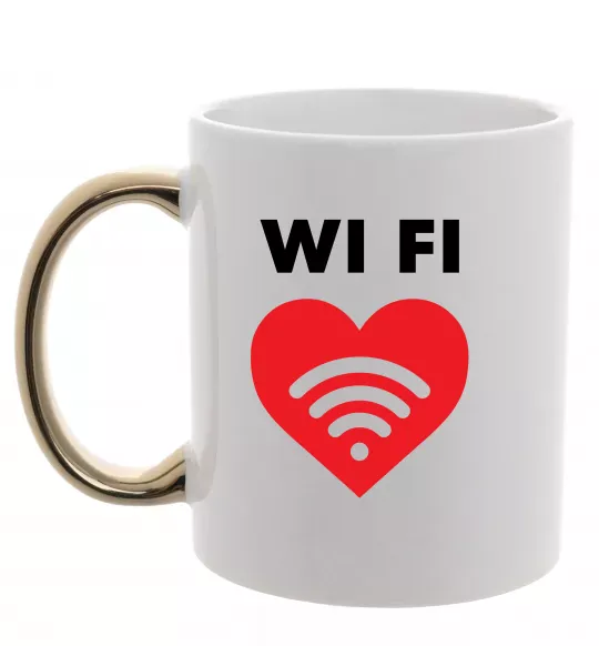 Чашка с цветной ручкой WIFI pair Золото фото