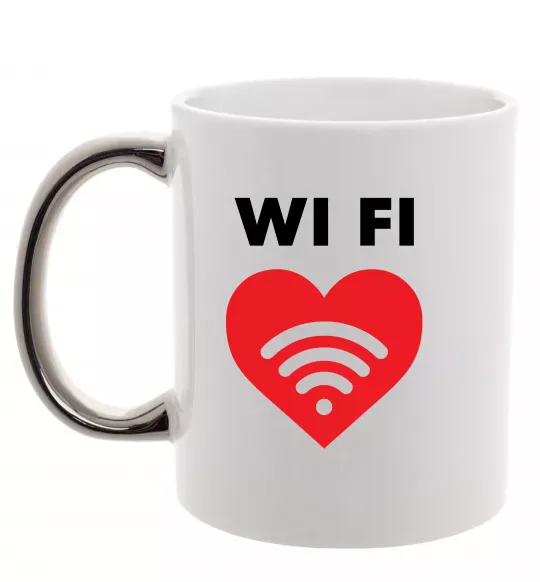 Чашка с цветной ручкой WIFI pair Серебро фото