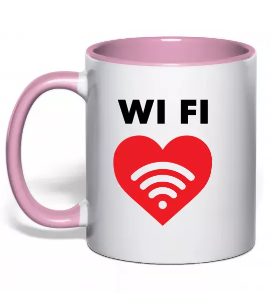 Чашка с цветной ручкой WIFI pair Нежно розовый фото