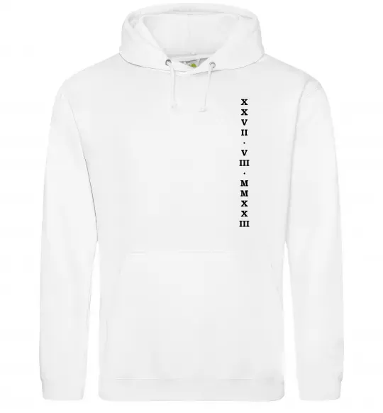 Мужская толстовка (худи) Річниця дата ВИШИВКА Белый фото