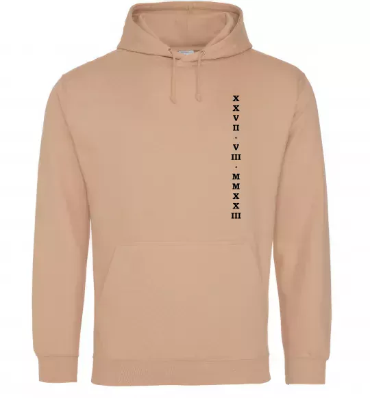 Мужская толстовка (худи) Річниця дата ВИШИВКА Песочный фото