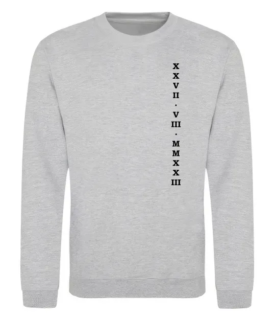 Світшот Річниця дата ВИШИВКА Сірий меланж фото