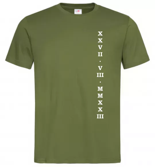 Мужская футболка Річниця дата ВИШИВКА Оливковый фото