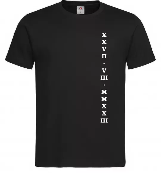 Мужская футболка Річниця дата ВИШИВКА Черный фото