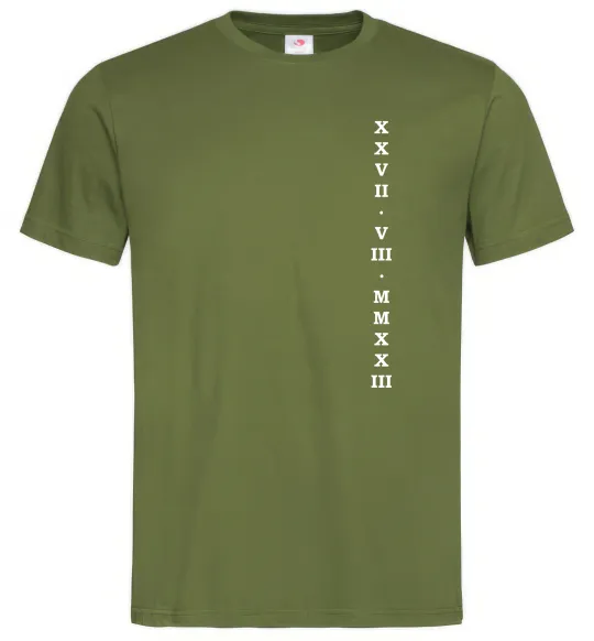 Чоловіча футболка Річниця дата ВИШИВКА Оливковий фото