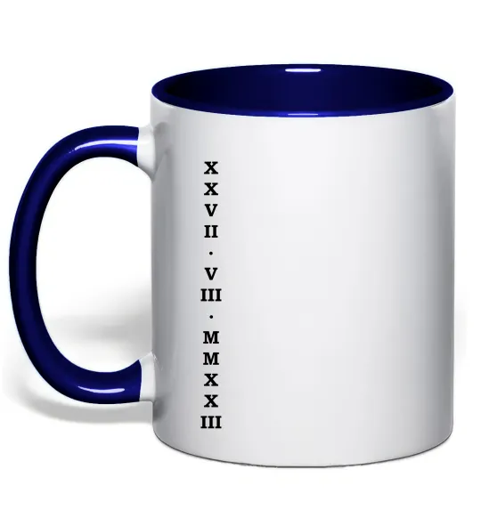 Чашка с цветной ручкой Дата річниці ВИШИВКА Глубокий темно-синий фото