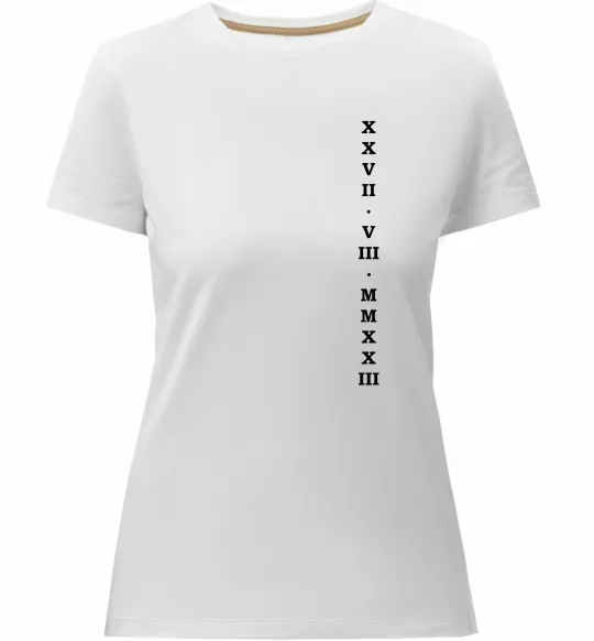 Жіноча преміум футболка Дата річниці ВИШИВКА Білий фото