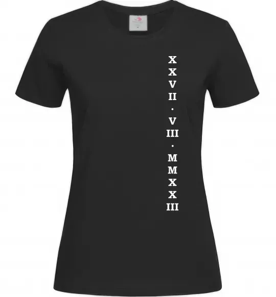 Женская футболка Дата річниці ВИШИВКА Черный фото