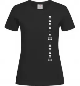 Женская футболка Дата річниці ВИШИВКА Черный фото