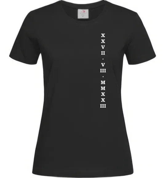 Женская футболка Дата річниці ВИШИВКА Черный фото