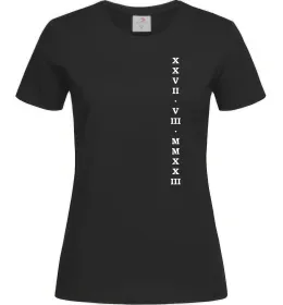 Женская футболка Дата річниці ВИШИВКА Черный фото