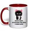 Чашка с цветной ручкой Взагалі я добра котик Красный фото
