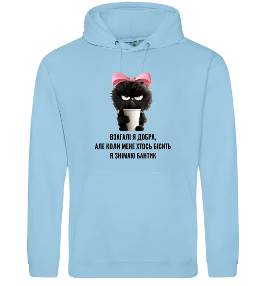 Женская толстовка (худи) Взагалі я добра котик Голубой фото