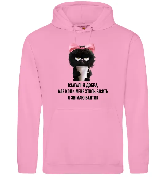 Женская толстовка (худи) Взагалі я добра котик Розовый фото