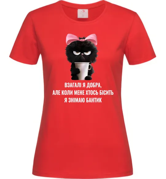 Женская футболка Взагалі я добра котик Красный фото