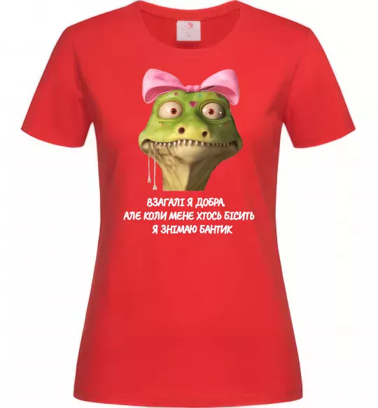 Жіноча футболка Взагалі я добра змія Червоний фото