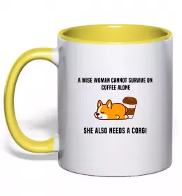 Чашка з кольоровою ручкою Tung tung tung sahur Сонячно жовтий фото