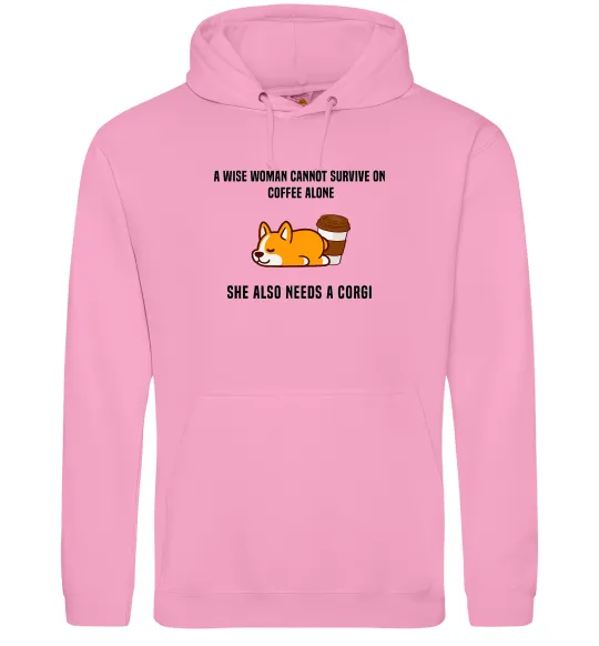 Жіноча толстовка (худі) Коргі з кавою Рожевий фото