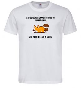 Мужская футболка Коргі з кавою Мужская футболка Коргі з кавою
