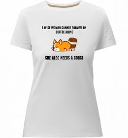 Жіноча преміум футболка Коргі з кавою
