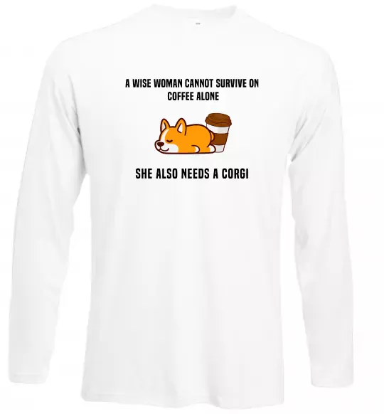 Лонгслив Коргі з кавою Белый фото