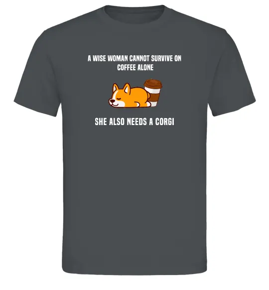 Мужская футболка Коргі з кавою Графит фото