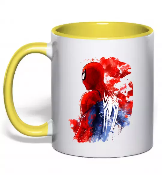 Чашка з кольоровою ручкою Spider man Сонячно жовтий фото