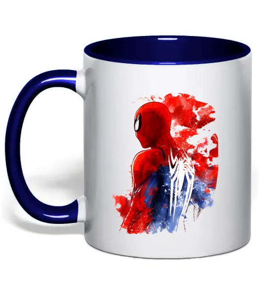 Чашка з кольоровою ручкою Spider man Глибокий темно-синій фото