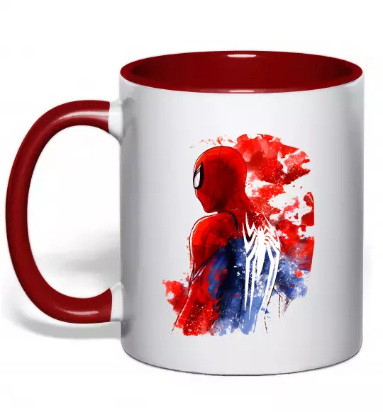 Чашка з кольоровою ручкою Spider man Червоний фото