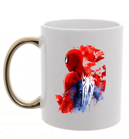 Чашка з кольоровою ручкою Spider man Золото фото