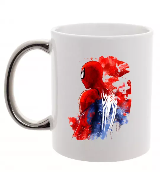 Чашка з кольоровою ручкою Spider man Срібло фото