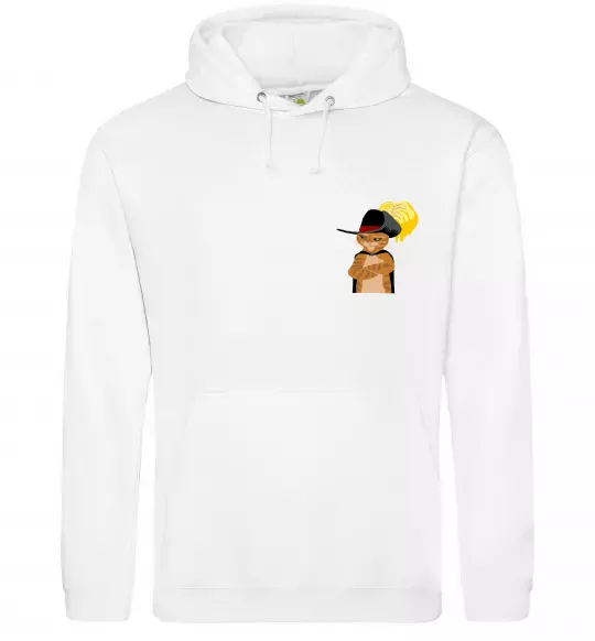 Мужская толстовка (худи) Кіт у чоботях ВИШИВКА Белый фото