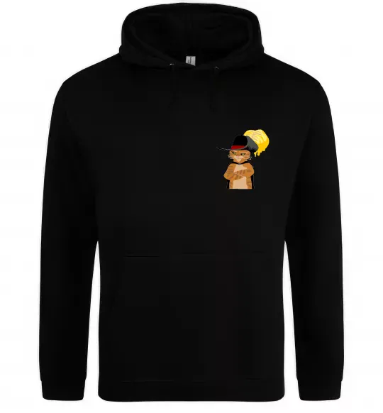 Женская толстовка (худи) Кіт у чоботях ВИШИВКА Черный фото