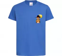 Дитяча футболка Кіт у чоботях ВИШИВКА Яскраво-синій фото