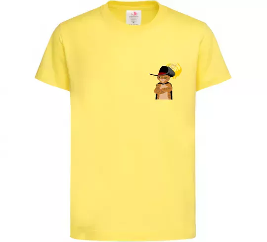 Детская футболка Кіт у чоботях ВИШИВКА Лимонный фото