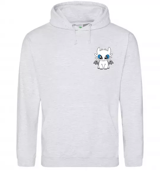 Жіноча толстовка (худі) Дракон біла фурія ВИШИВКА Сірий меланж фото