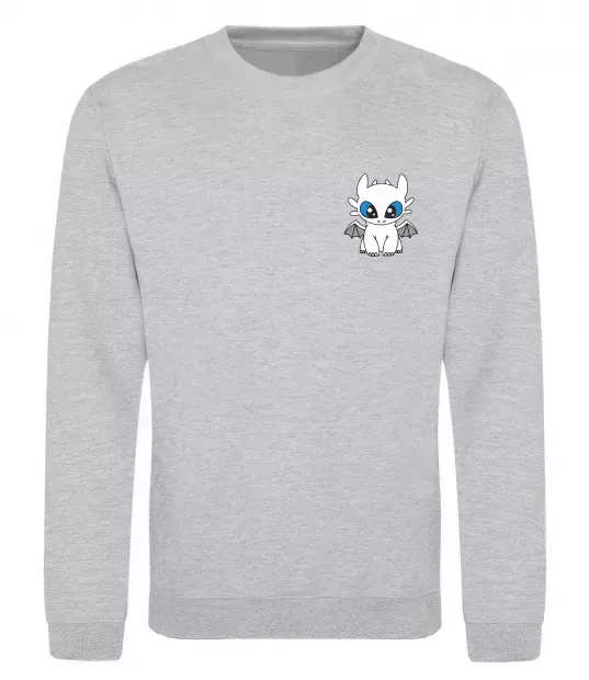 Світшот Дракон біла фурія ВИШИВКА Сірий меланж фото